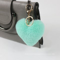 wholesale pendant faux rabbit fur ball  heart pompon keychain